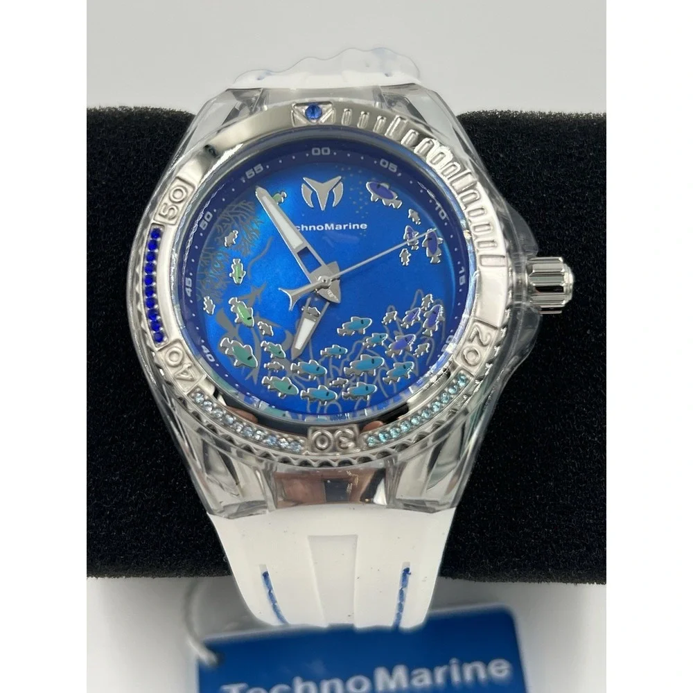 TechnoMarine Cruise Dream Unisex Watch  40mm Blue Face/White Strap - TM125007